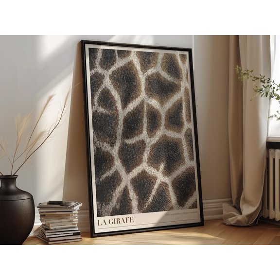 Giraffe Neutral Safari Whimsical Animal Nature Portrait Wall Art Decor Unframed Paper Print