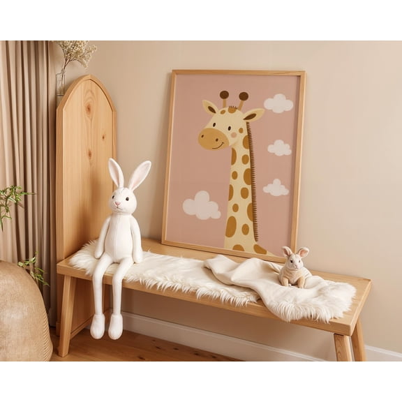 Giraffe Nursery Poster, Safari Animal Art, Pastel Decor, Unframed Poster Size 12x18