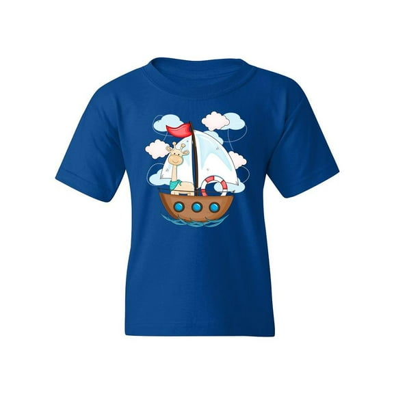 Giraffe On A Boat T-Shirt Juniors -Image by Shutterstock,  Medium