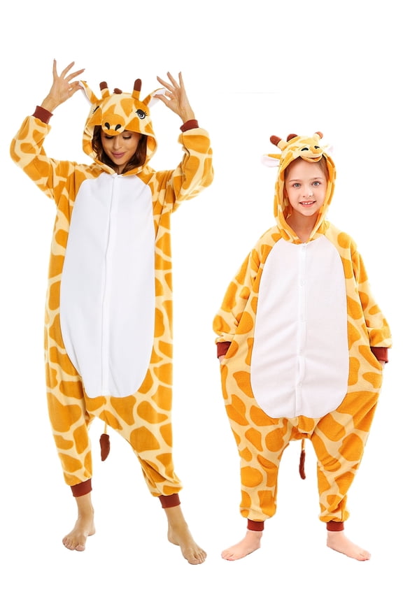 Giraffe Onesie Adults Unisex Animal Pajama Polyester One-Piece Sleepwear for Women and Men Large