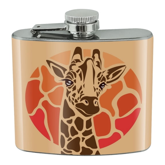 Giraffe Orange Circle Stainless Steel 5oz Hip Drink Kidney Flask