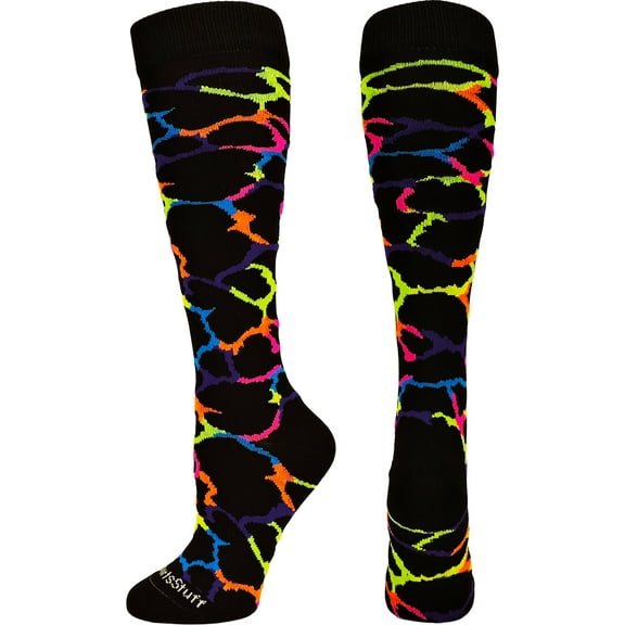 Giraffe Over the Calf Socks (Multi-Neon Giraffe, Small)