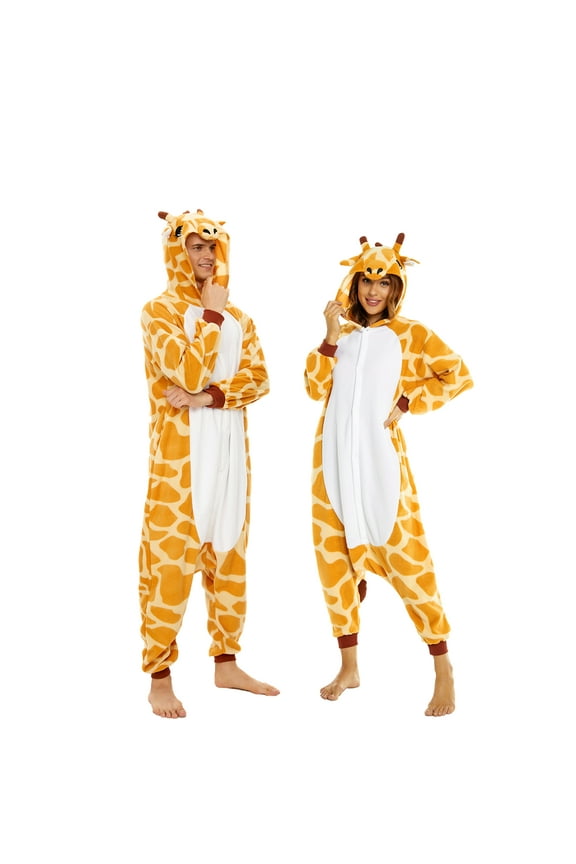 Giraffe Pajamas Unisex Adult CANASOUR Polyester Animal Women and Men One-Piece Onesie Medium