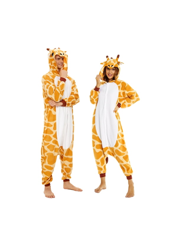 Giraffe Pajamas Unisex Adult CANASOUR Polyester Animal Women and Men One-Piece Onesie Small