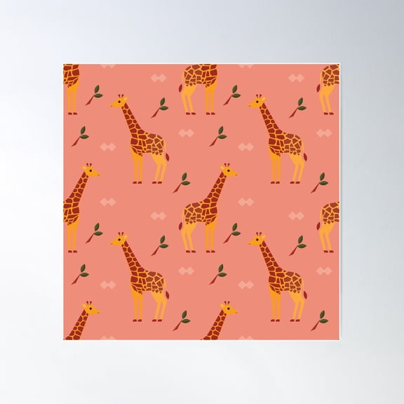 Giraffe Party Poster Wall Art, Modern Wall Decor For Living Room Bedroom, 16X16 UNFRAMED