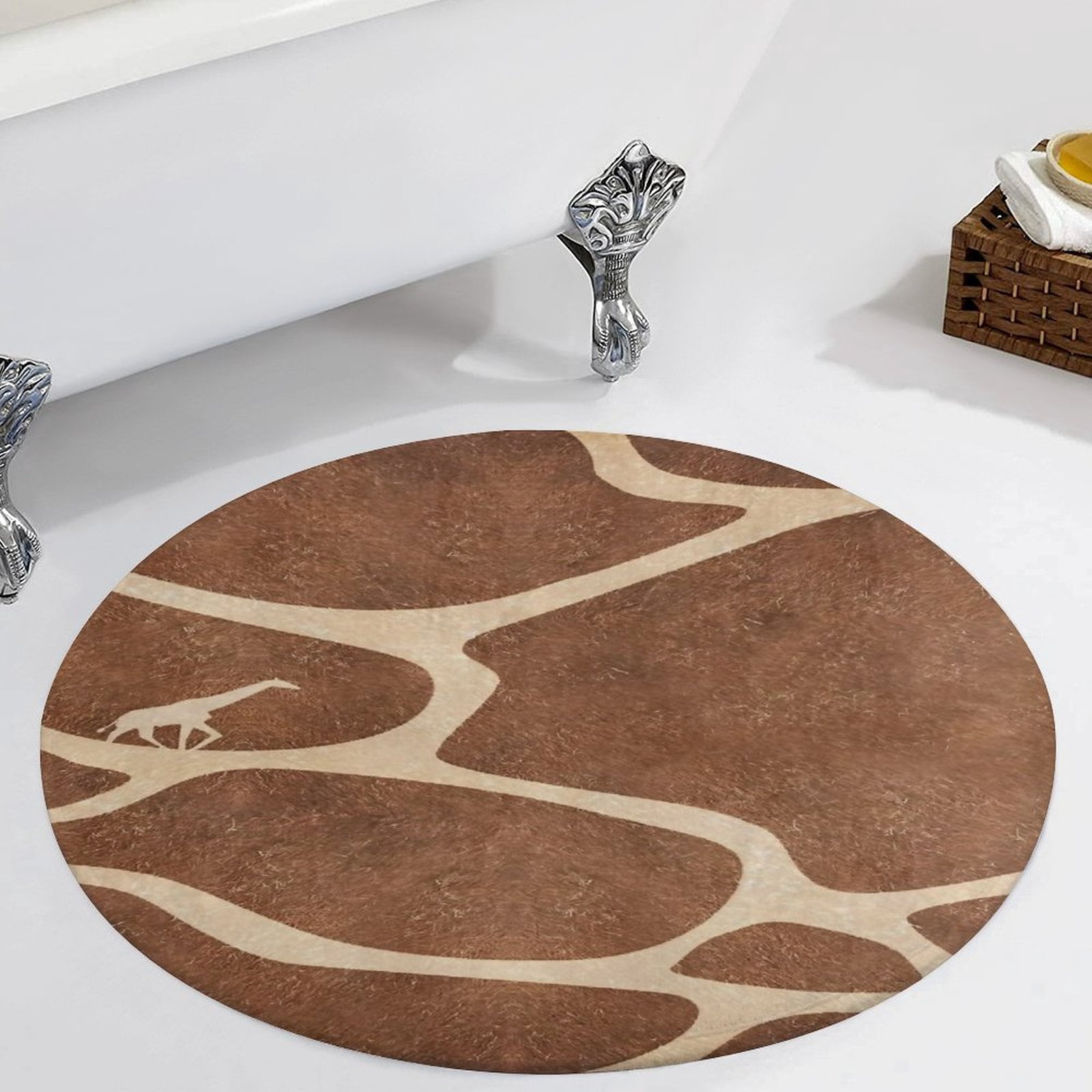 Giraffe Pattern (1) Round Area Rugs for Bedroom Living Room, 2FT Soft Comfy Indoor Circle Carpets, Carpet Home Decor Floor Mat