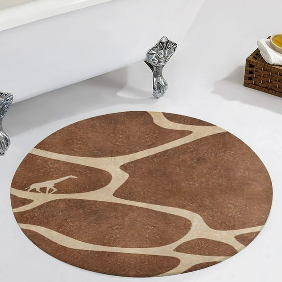 Giraffe Pattern (1) Round Area Rugs for Bedroom Living Room, 2FT Soft Comfy Indoor Circle Carpets, Carpet Home Decor Floor Mat