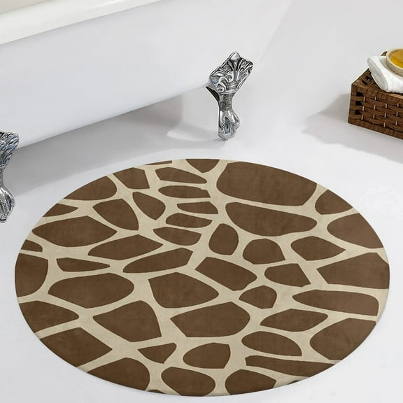 Giraffe Pattern (2) Round Area Rugs for Bedroom Living Room, 2FT Soft Comfy Indoor Circle Carpets, Carpet Home Decor Floor Mat
