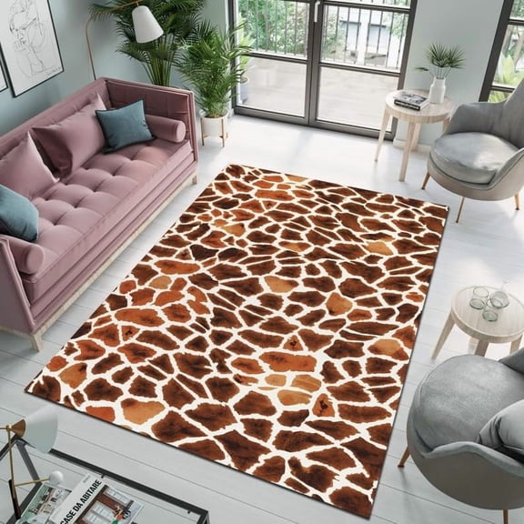Giraffe Pattern Area Rug, Animal Pattern Home Decor, Living Room & Bedroom Aesthetic Modern Minimalist Runner 5x7ft