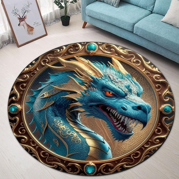 Giraffe Pattern Round Area Rug, tan wildlife spot circle carpet for kids room or nursery, soft washable non-slip floor mat, safari themed home décor accent