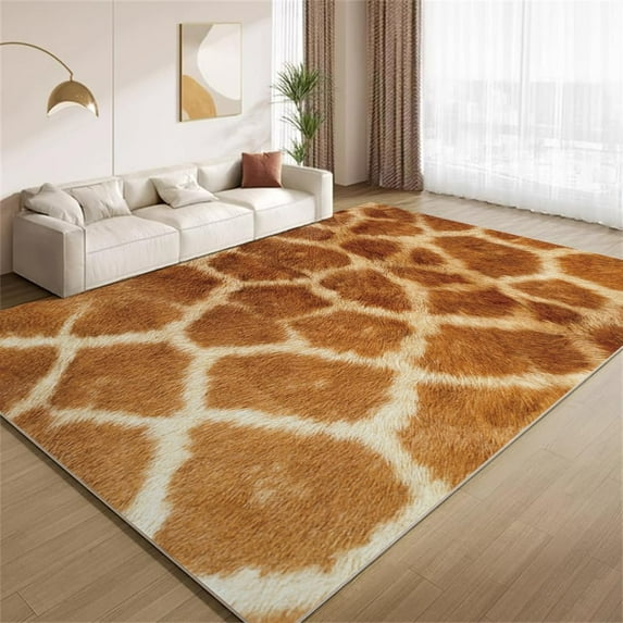 Giraffe Pattern Rug 3x4 Small Area Rugs Vintage Brown Animal Skin Rugs Soft Non Slip Washable Non Shedding Indoor Carpet for Living Room Bedroom Home Entrance Foyer Decor