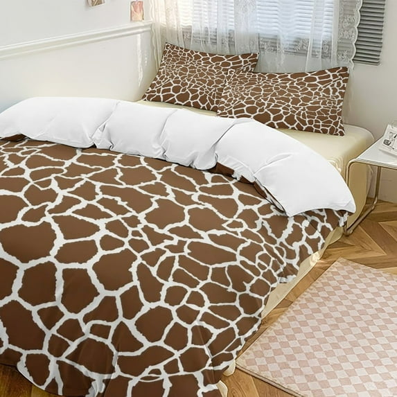 Giraffe Pattern Set Duvet Cover Themed Multicolor Polyester Bedding Set Duvet Cover for Queen Size