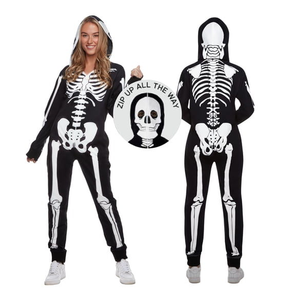 Morph Skeleton Onesie Womens Halloween Costume for Womens Black X-Large