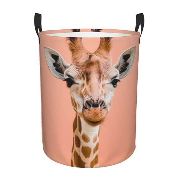 Giraffe Pink Laundry Hamper Medium Storage Basket/Toy Organizer/Dirty Clothes Bucket