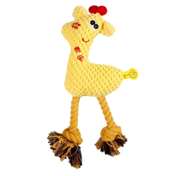 Giraffe Plush Dog Toy with Rope Knotted Legs and Squeaker,Interactive Molar Chew Toy for Puppies,Colorful Soft Teething Buddy for Pet Play and Exercise
