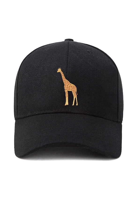 Giraffe Print Baseball Cap Cotton Adjustable Dad Hat (Black One Size)