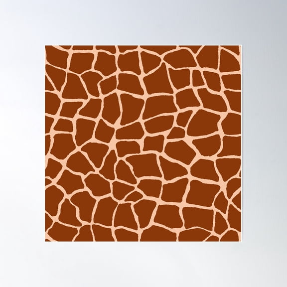 Giraffe Print Brown Abstract Pattern Poster Wall Art, Modern Wall Decor For Living Room Bedroom, 16X16 UNFRAMED