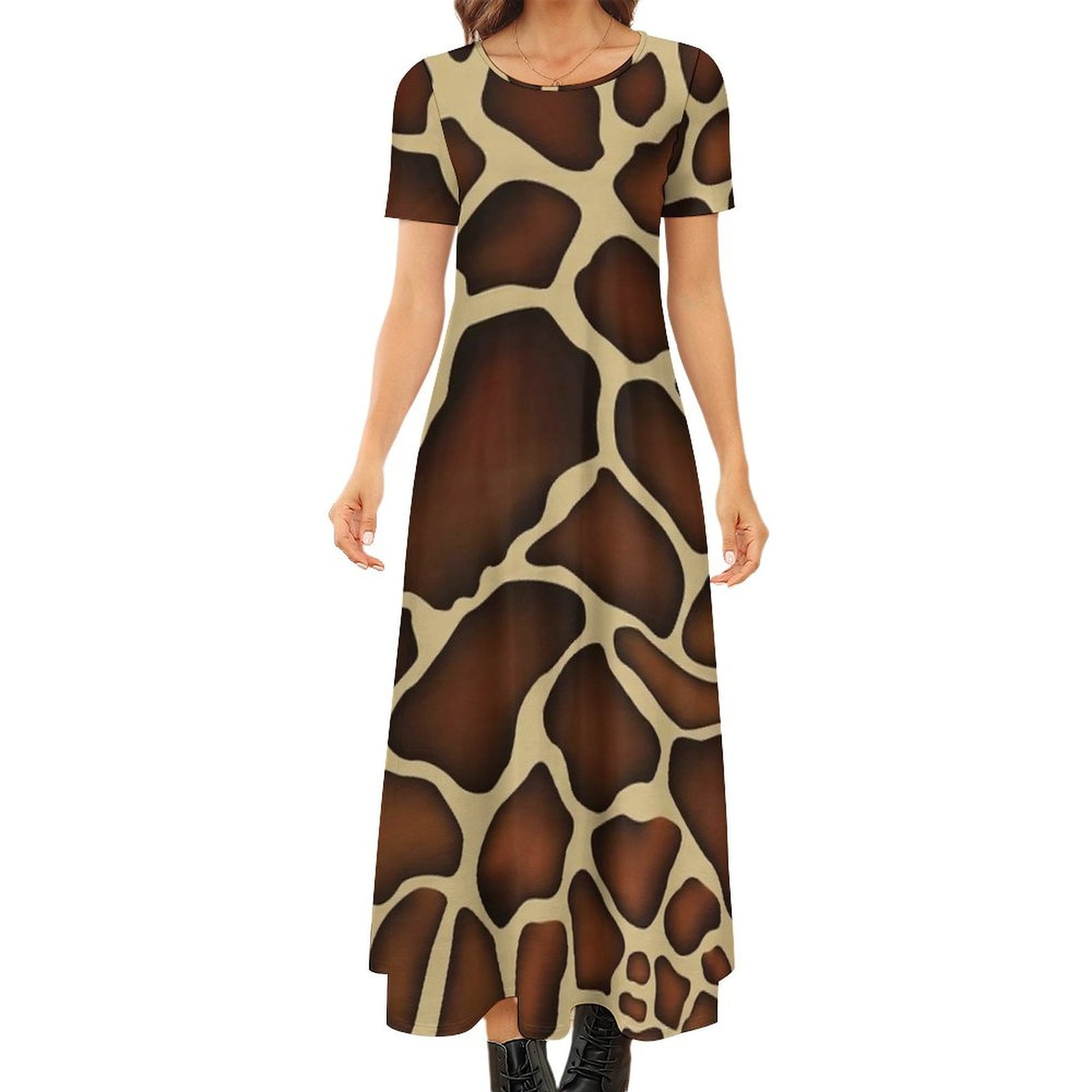 Giraffe Print Dress Animal Trendy Maxi Dress Street Wear Boho Beach ...