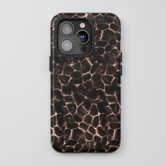 Giraffe Print For iPhone Protective Phone Case Animal Print Dark Brown Gold