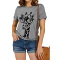 thumbnail image 1 of Giraffe Print Graphic Short Sleeve T-Shirt Plus Size Women Tops, 1 of 5