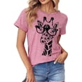 thumbnail image 1 of Giraffe Print Graphic Short Sleeve T-Shirt Plus Size Women Tops, 1 of 5