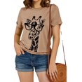 thumbnail image 1 of Giraffe Print Graphic Short Sleeve T-Shirt Plus Size Women Tops, 1 of 5