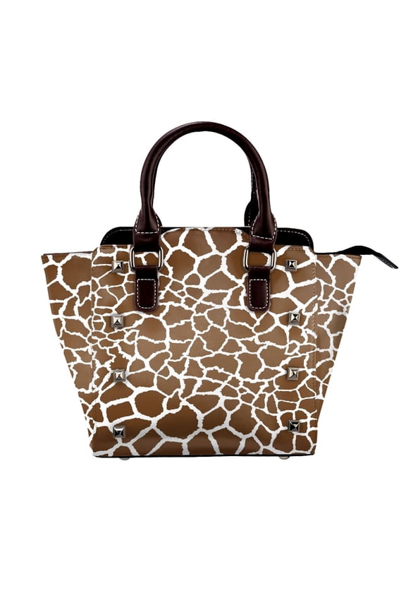 Giraffe Print Rivet Fashion One-Shoulder Women's Handbag Tote Bag