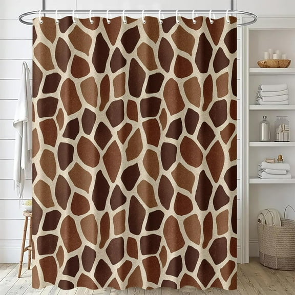 Giraffe Print Shower Curtain Animal Pattern Bathroom Curtain Style Fabric for Jungle Theme or Wild Nature Decor 70"W x 72"L (Pack of 1)