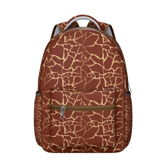 Giraffe Print Student Backpack - Durable Bookbag for School & College, Laptop Sleeve, Water-Resistant Work Bag, Fashionable Jungle Design for Travel