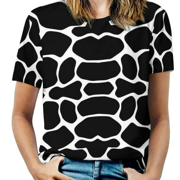 Giraffe Print T-Shirt Blue Animal Aesthetic T Shirts Short Sleeve Korean Fashion Tee Shirt Summer Top Tees Big Size 5XL 6XL