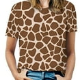 thumbnail image 1 of Giraffe Print T-Shirt Brown Animal Funny T-Shirts ShortSleeve Korean Fashion Tee Shirt Summer Top Tees Big Size, 1 of 5