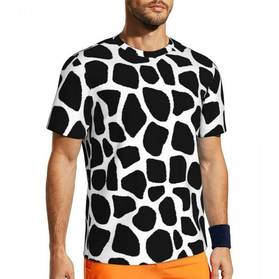 Giraffe Print T-Shirt Men Brown Animal Skin Vintage Gym T Shirts Quick Dry Beach Fashion T