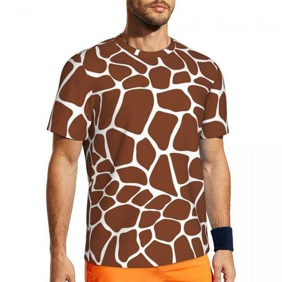 Giraffe Print T-Shirt Men Brown Animal Skin Vintage Gym T Shirts Quick Dry Beach Fashion T