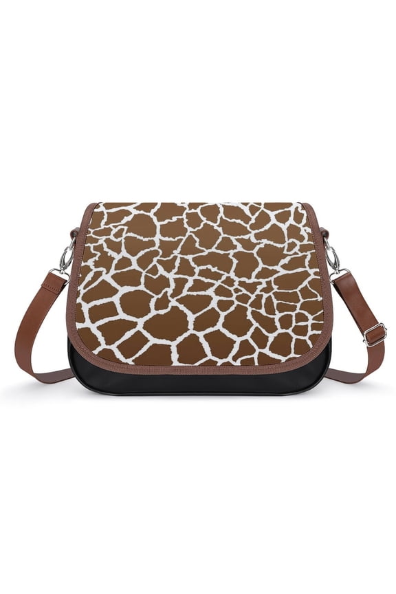 Giraffe Print Vintage Crossbody Bag for Women Medium Leather Hobo Bags Shoulder Bag Classic City Leather Satchels