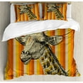 thumbnail image 1 of Giraffe Queen Size Duvet Cover Set, Sketch Style Image Portrait of Hipster African Animal Zoo Safari Wildlife Themed, Decorative 3 Piece Bedding Set with 2 Pillow Shams, Multicolor, by Ambesonne, 1 of 3