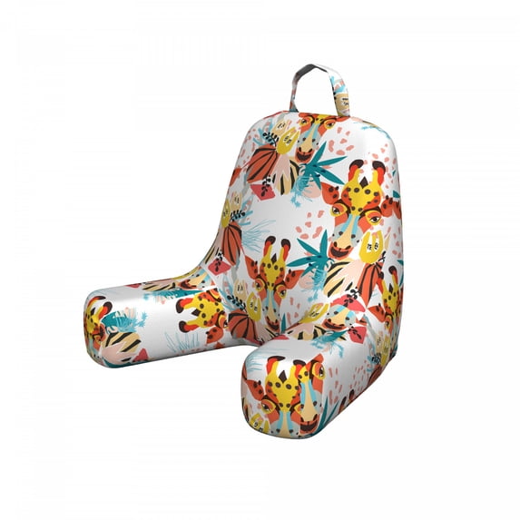 Giraffe Reading Pillow Cover, Abstract Animal Elements Colorful Print, Unstuffed Printed Bed Rest Case from Soft Fabric, Small, Multicolor, by Ambesonne