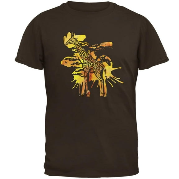 Giraffe Safari Splatter Mens T Shirt Brown 3X-LG