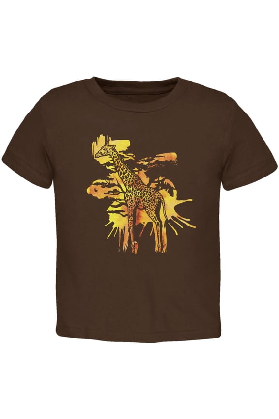 Giraffe Safari Splatter Toddler T Shirt Brown 2T