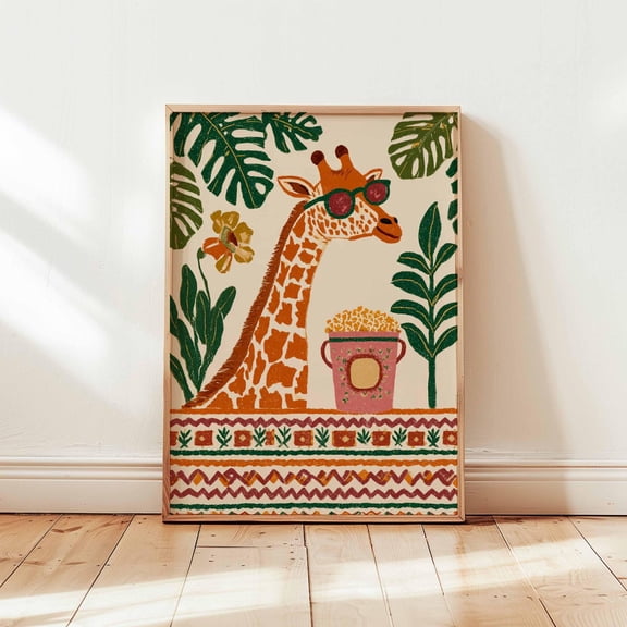 Giraffe Safari Zoo Poster, Unframed Paper Poster 8x10in