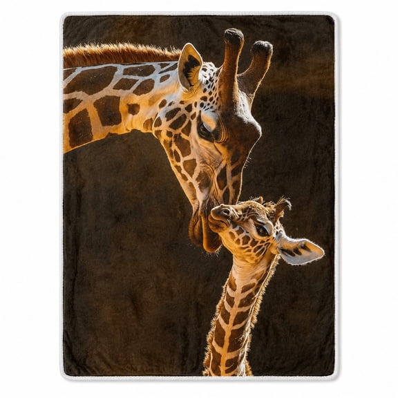 Giraffe Sherpa Throw Blanket, Soft Polyester Fleece 2-Layer Warm Cozy Blanket