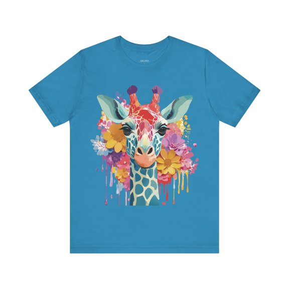 Giraffe Graphic Unisex 100 Cotton Vintage Animal Art T-Shirt 4