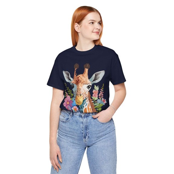 Giraffe Graphic Unisex 100 Cotton Vintage Animal Art T-Shirt 3