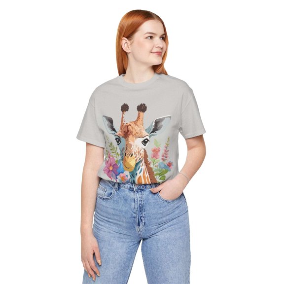 Giraffe Graphic Unisex 100 Cotton Vintage Animal Art T-Shirt 3