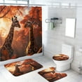 thumbnail image 1 of Giraffe Shower Curtain Set African Wildlife Animals Autumn Natural Scenery with Non-Slip Rugs, Toilet Lid Cover and Bath Mat, Durable and Waterproof, for Bathroom Decor Set, 72x72 Inch, 1 of 4