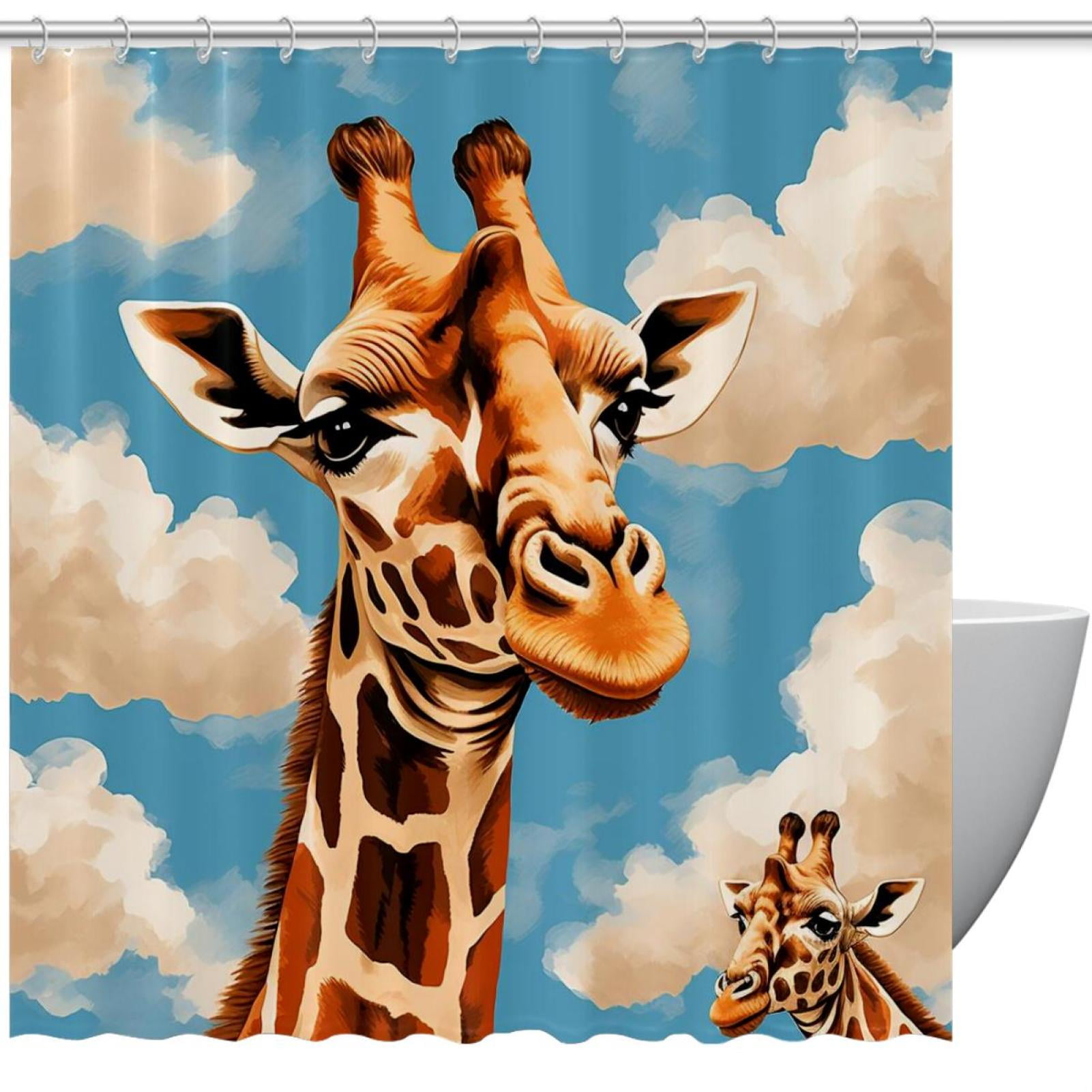 Giraffe Shower Curtain Waterproof Bathroom Curtain with Grommets and