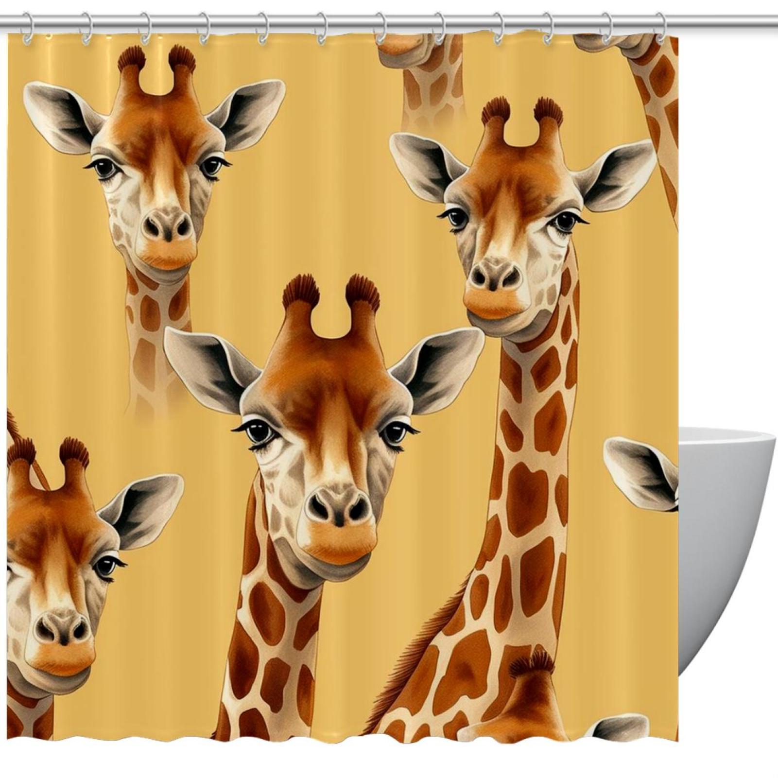 Giraffe Shower Curtain Waterproof Bathroom Curtain with Grommets and