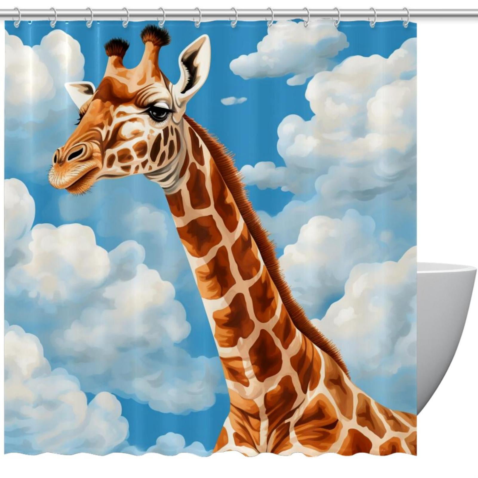 Giraffe Shower Curtain Waterproof Bathroom Curtain with Grommets and