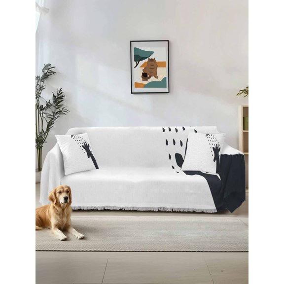 Giraffe Showering Couch Cover, Modern Abstract Art Funny Animals Sofa Cover Blanket for 1 Seat Cushion, Sectional Sofa Slipcover Furniture Protector for Living Room Bedroom 71''x91''