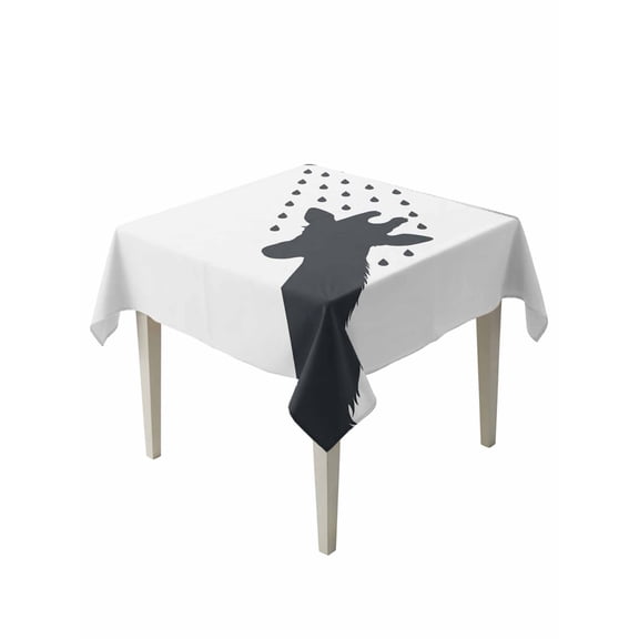 Giraffe Showering Table Cloth, Waterproof Tablecloth for Square Tables, Modern Abstract Art Funny Animals Reusable Washable Fabric Table Cover for Restaurant Kitchen Dining Tables 54"x54"