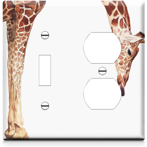 Giraffe Single Toggle Single Duplex Decorative Light Switch Cover Double Wall Plates Switch Plates Electrical Socket Covers for Home Bathroom Decor 4.6 * 4.6 Inch